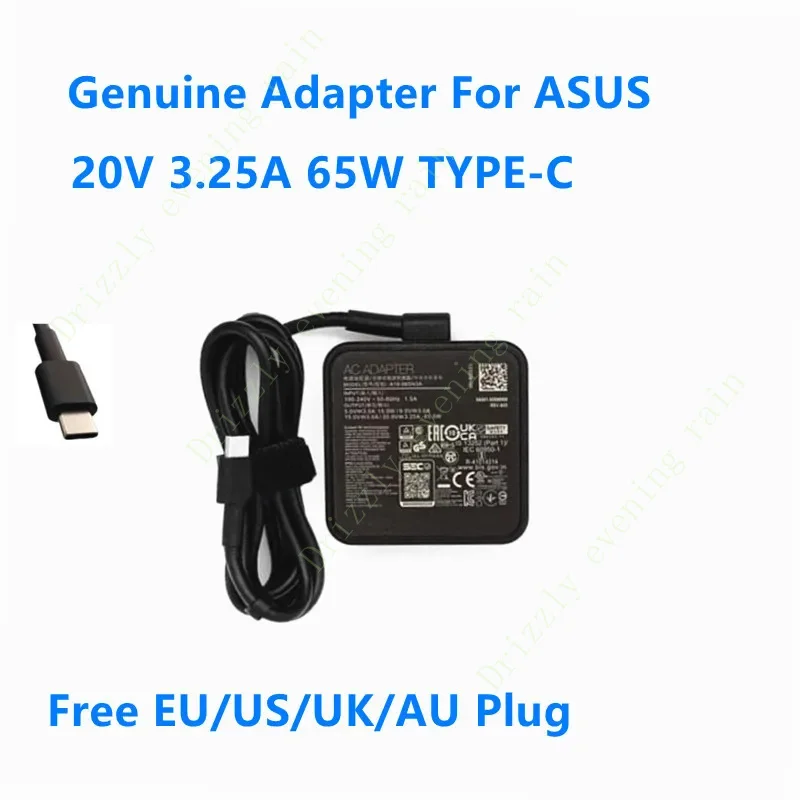 Genuine 20.0v 3.25a 65.0W 65W Type-C USB ad10380 A19-065N3A power supply AC adapter for Asus laptop charger