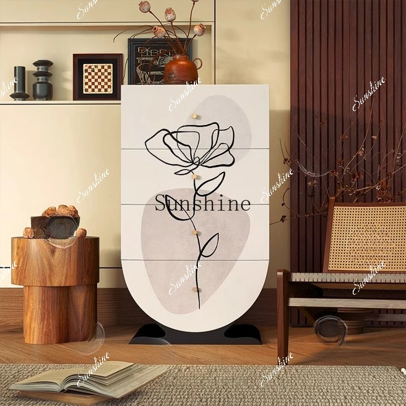 

Nordic simple black and white flower sofa side cabinet against the wall storage locker FT