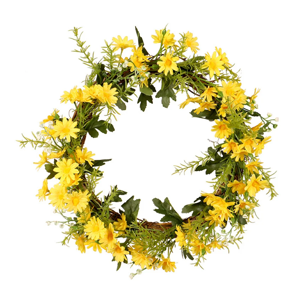 

Realistic Fake Daisy Wreath Pendant Artificial Flower Wreath Imitated Flower Garland for Holiday Party Home Decor Summer