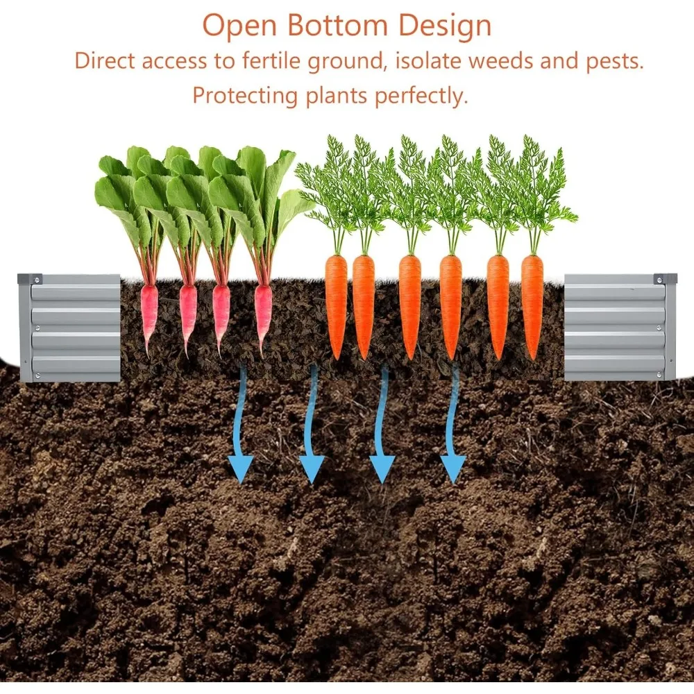جديد فضي 2 حزمة سرير حديقة مرتفعة مجلفنة ، صندوق زراعة خارجي طقم فناء معدني سرير زراعة ، 10x2x1ft ، سمك إضافي #5