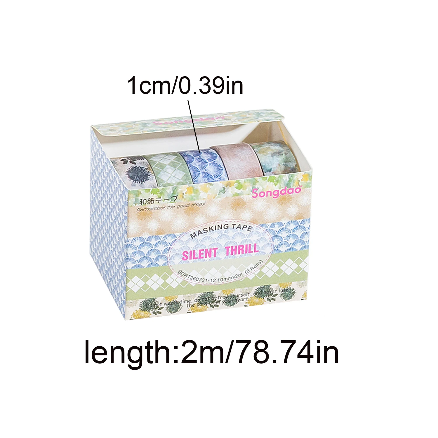 Assorted Washi Tape Set, Colorful Floral and Geometric Decorative Tape for Scrapbooking, Journaling, Planner, Packaging and Craf