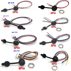 1PCS 2Pin - 6Pin  USB-C Connector Type-C Waterproof with PH2.0 nut locking Panel mounting TPC Waterproof Fast Charging jack port
