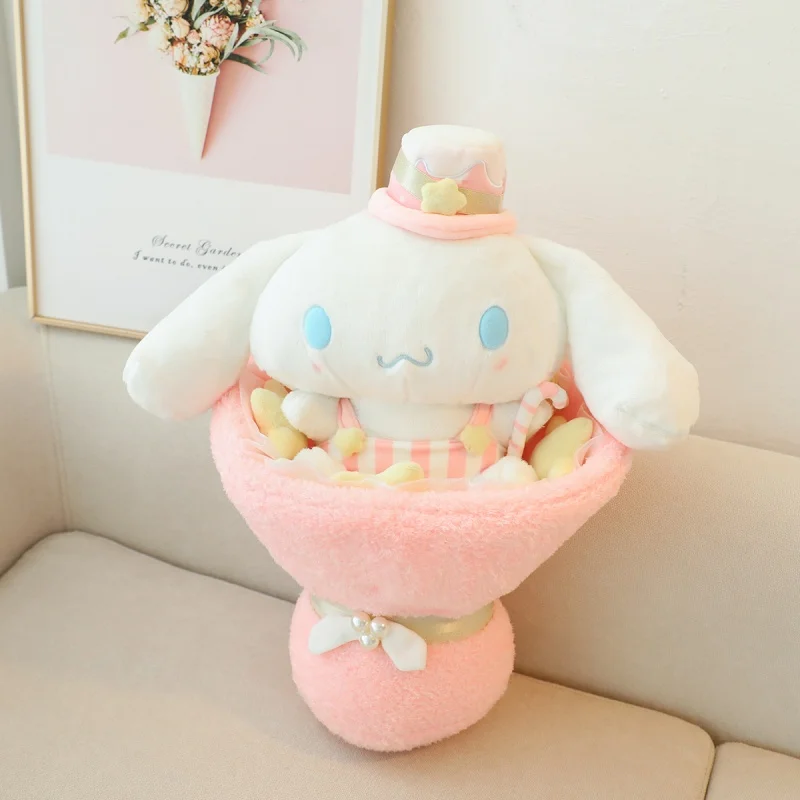 Sanrio Melody Flower peluche Kawaii Cartoon Kuromi Hello Kitty Bouquet peluche decorazione della stanza bambola regalo di san valentino