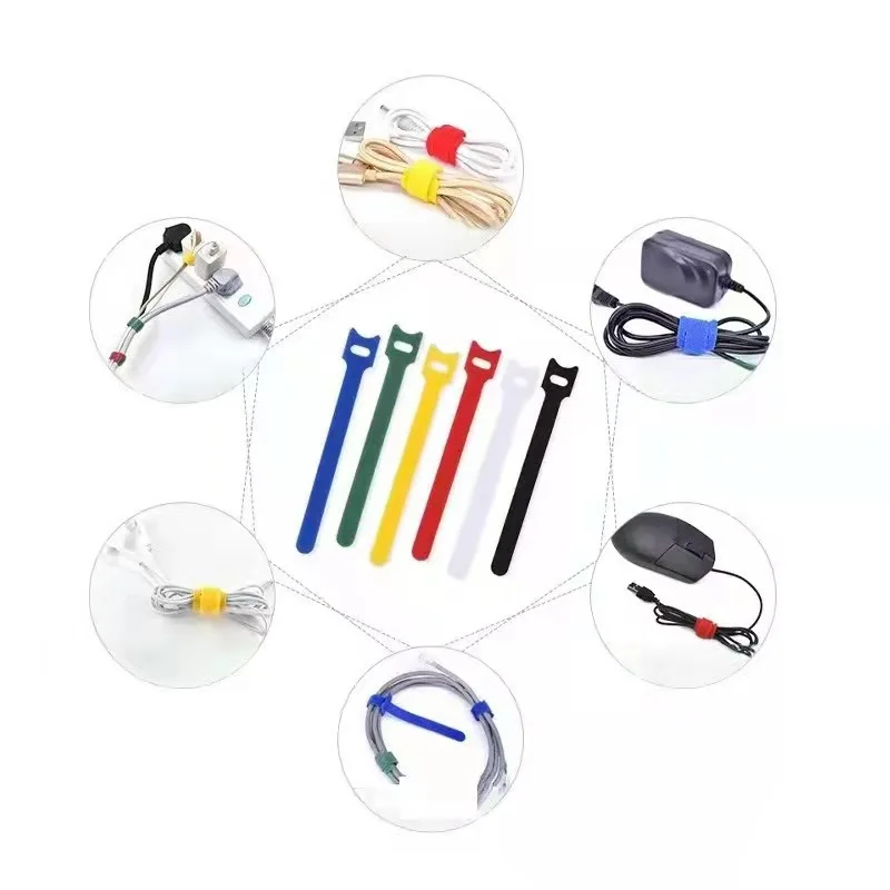 10/50-Pack Self-Adhesive Reusable Plastic Cable Ties for RJ45 Ethernet Cord, Multicolor Durable Wire Management No-Screw Straps