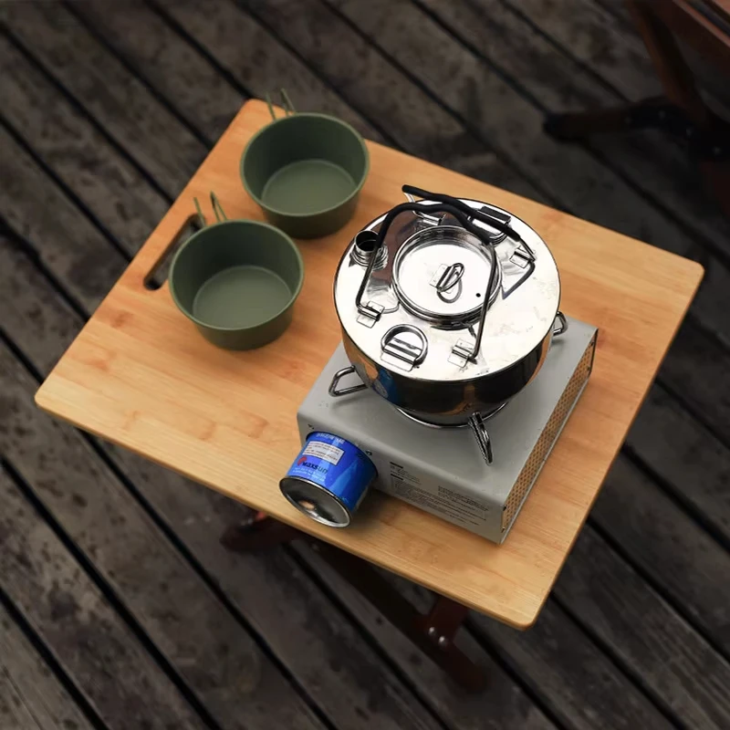 屋外アルミ合金折りたたみテーブル折りたたみ式バーベキューテーブルレジャー竹板テーブルポータブル木目ピクニックテーブル