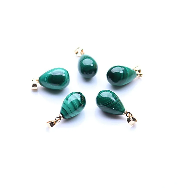 5pcs Natural Malachite Teardrop Pendant Mixed Selected Crystal Pendants Women Fashion Gemstone Necklace Pendant Jewelry