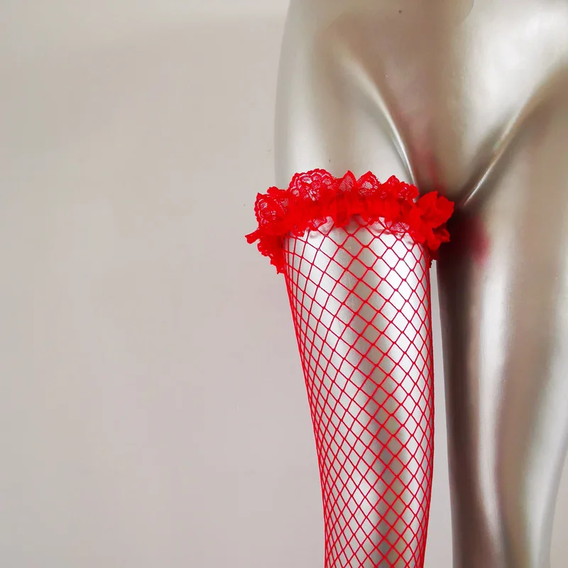 Sexy Damen Strumpfwaren Spitze Top Stay Up Oberschenkel Hohe Strümpfe Damen Hohl Mesh Netze Spitze Netzstrümpfe Lolita Strumpfhosen Socken – Detail 1