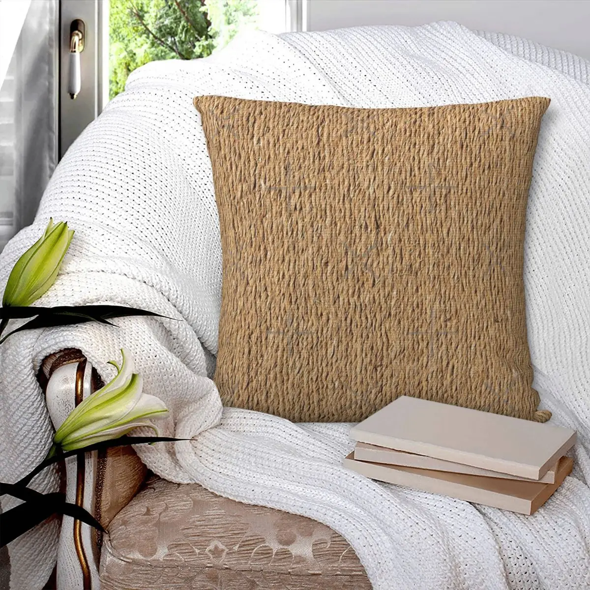 Rough Brown Jute Rope Background Texture A Pillow Case