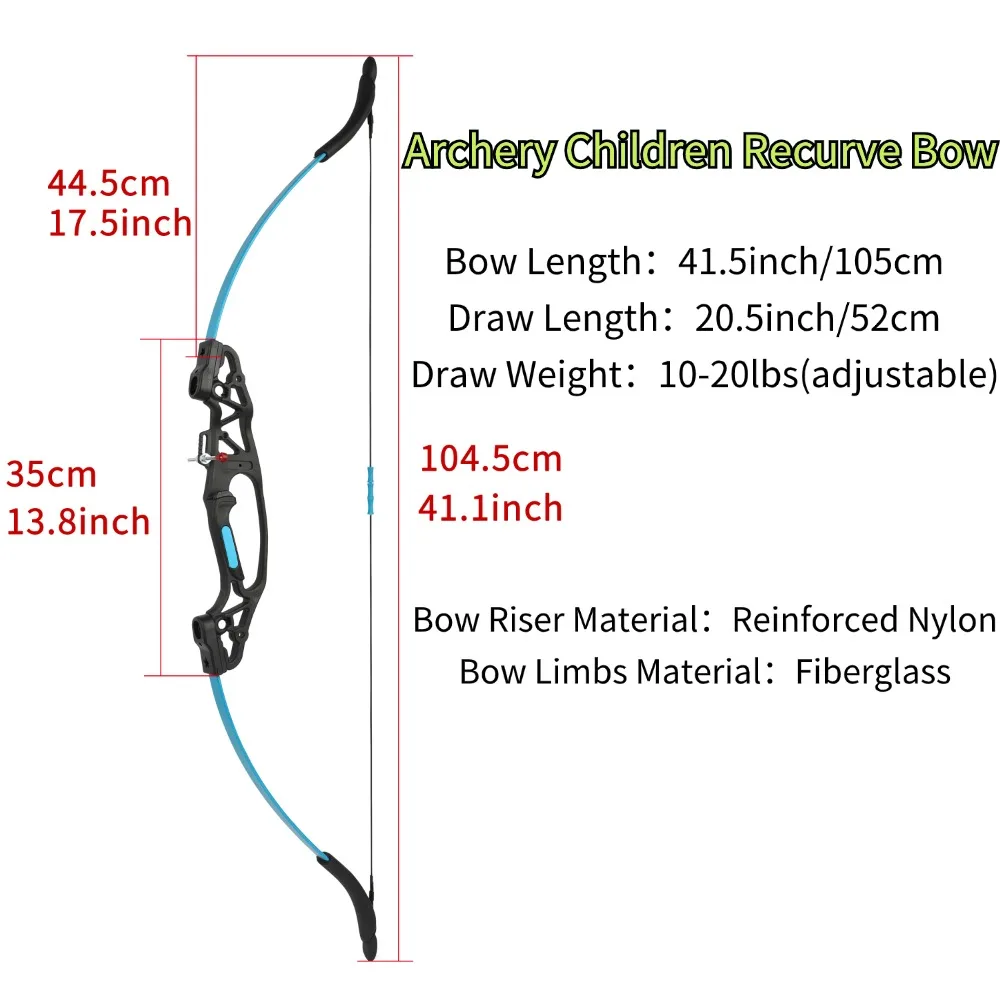 41.5'' Archery Recurve Bow 10-20lbs Adjustable Bow and Arrows for Children Kids Teens Youth Beginner Shooting Practise Bow Kit