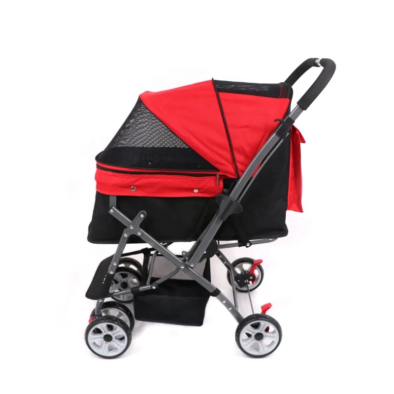 Cani di lusso colore rosso viaggio 6 ruote Heavy Duty grande multifunzionale trasportino per animali domestici carrello da viaggio pieghevole 1 sedile passeggino per animali domestici