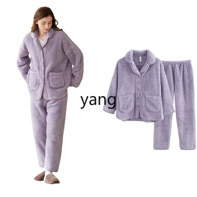 

LMM pajamas winter women's thickened large-size flannel men's autumn and winter loungewear suit