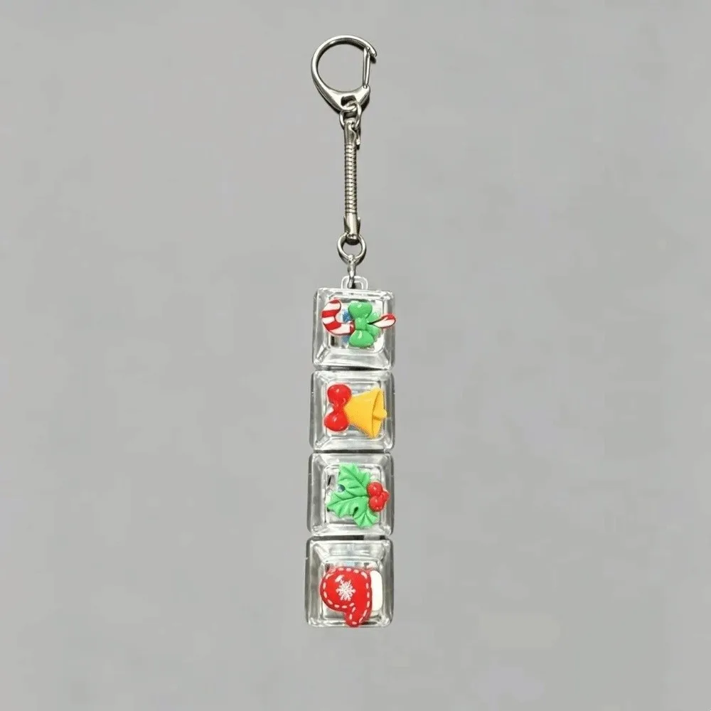 4-Key Decompression Button Cute Glow Design Christmas Snowman Mini Keyboard Pendant Snowflake Santa Claus Transparent Dual-Tone