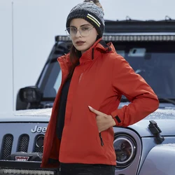 Lovers Casual Warm Three-in-one Jacket Hoodie Waterproof Thermal Insulation Design Simple Fashion Advanced Fabric Scratch Coats