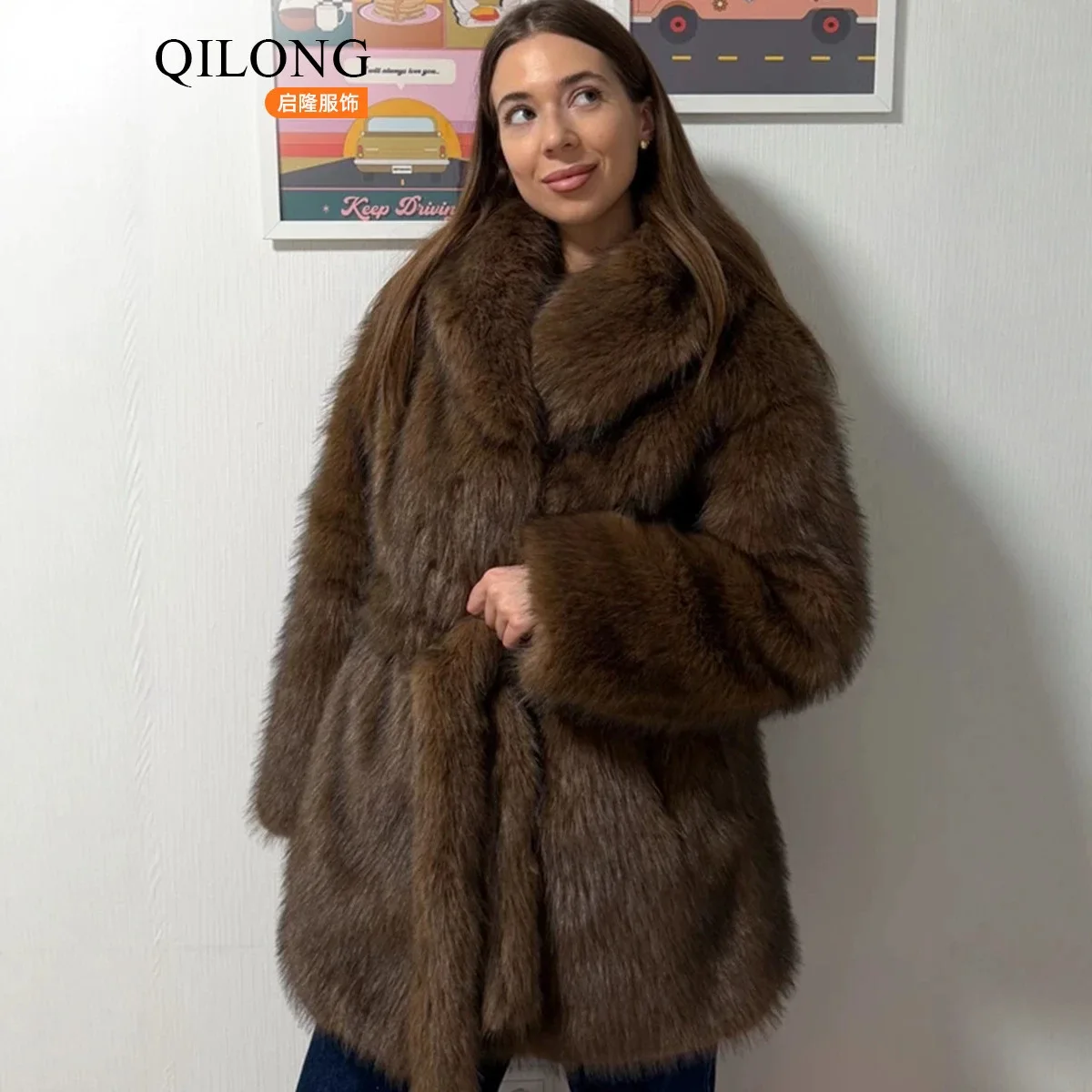 2026 Winter Women Luxury Faux Fur Jacket Plush Coat Thick Warm Soft Solid Fuzzy Outerwear Overcoat Thermal Lining
