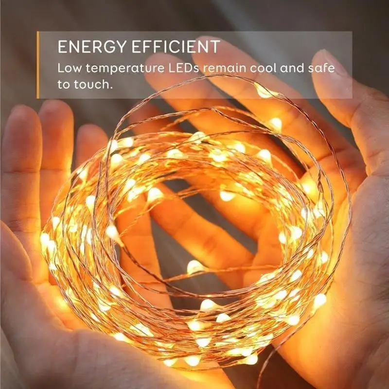 10/20/30 متر USB LED سلسلة أضواء النحاس الفضة سلك جارلاند ضوء أضواء الجنية مقاوم للماء لعيد الميلاد حفل زفاف الديكور #2