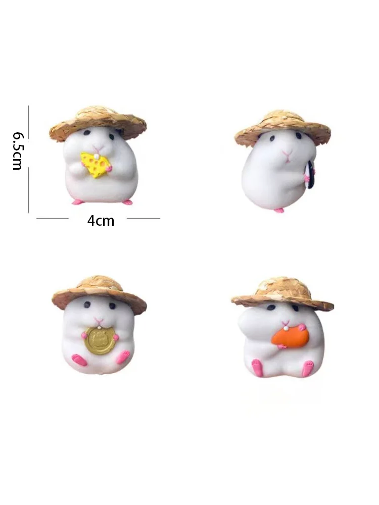 1pcs Super Cute Personalized Car Straw Hat Hamster Car Interior Decoration Window Edge Car Interior Decoration Center Console He