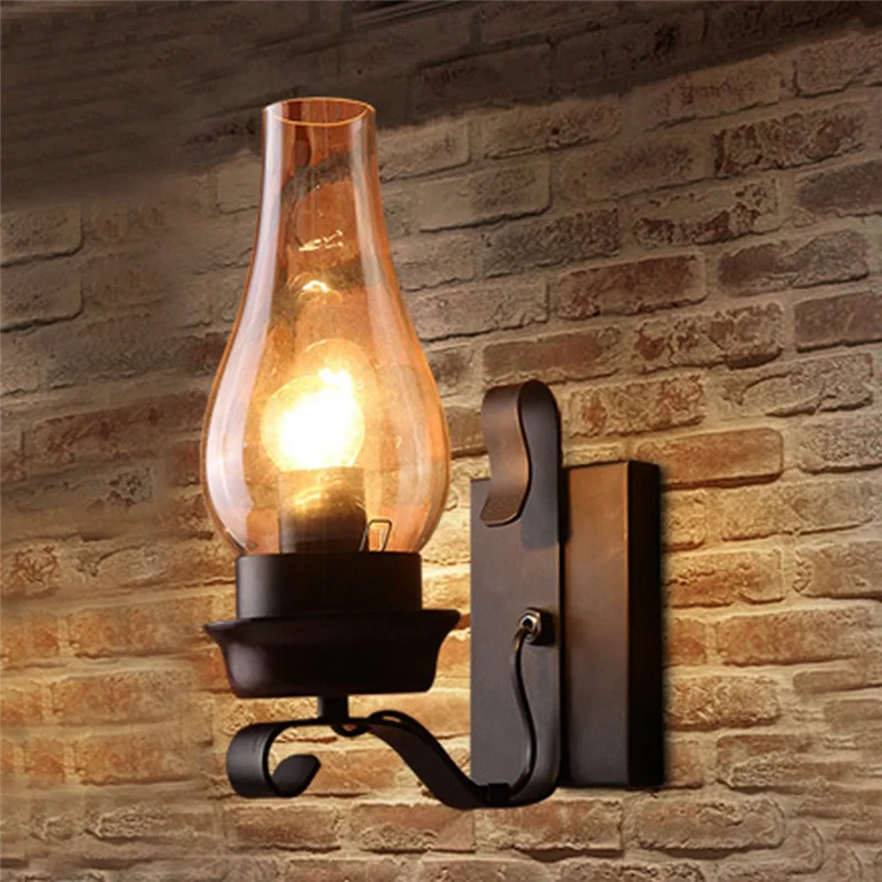 Vintage Industrial Retro Wall Light Rustic Pulley Indoor Sconce Lamp Fixture for Bedroom Balcony Corridor Aisle Lights