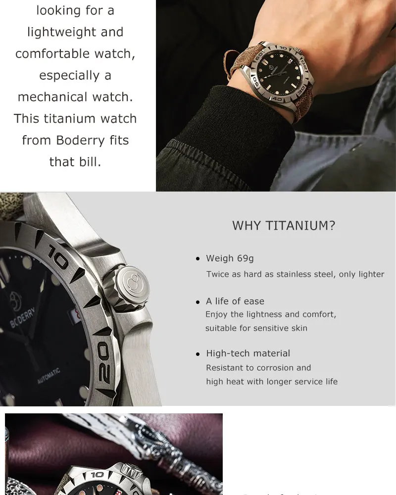 Orologio Automatico Uomo BODERRY | Cassa In Bronzo CuSn8 | Vetro Zaffiro | 100m Impermeabile - 4