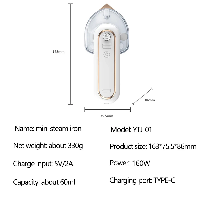 2500mAh اللاسلكية المحمولة آلة الحديد البخار المحمولة USB قابلة للشحن آلة تنظيف الملابس بالبخار معلقة الكي للسفر المنزل 160 واط
