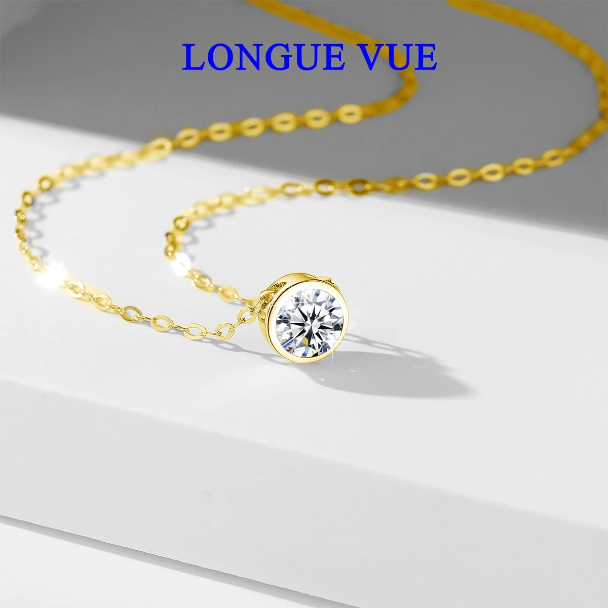 

Тонкое ожерелье из муассанита 14 карат с позолотой для женщин, простая цепочка на ключицы, нежное элегантное ожерелье-пасьянс, ювелирные изделия