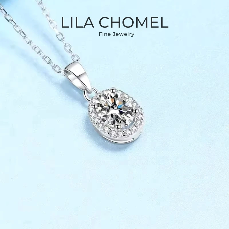 

Girl Friend Valentine's Day 18K White Gold Women Wedding Necklaces 1CT Moissanite Diamond Daughter PT950 Pendant Birthday Gift