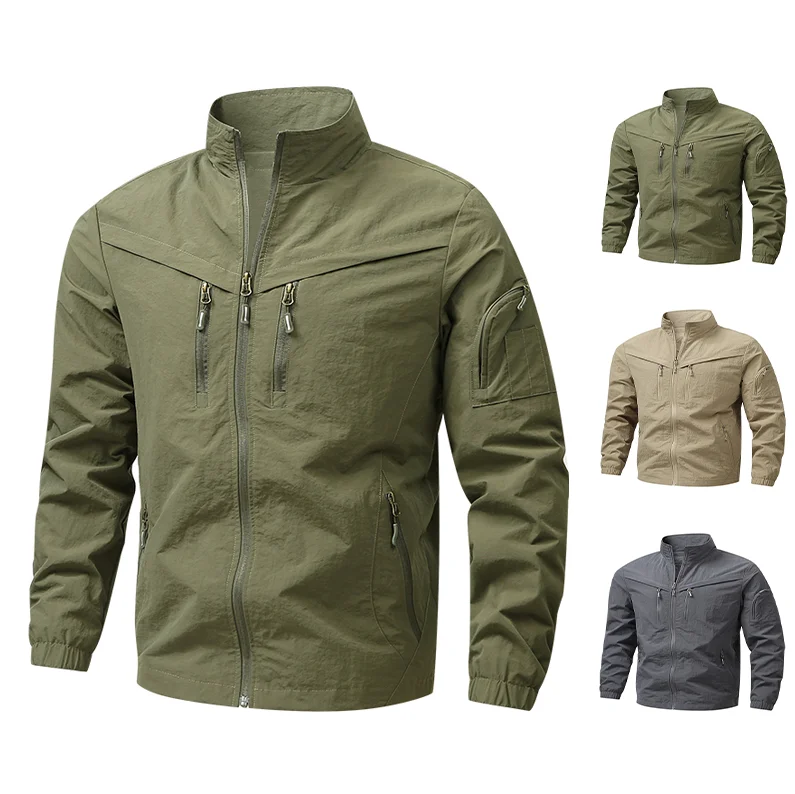 Fashion Jackets Multi-pocket Top Autumn Men's Casual Loose Cargo Jacket Outdoor Climbing Camping Windproof and Waterproof Coat