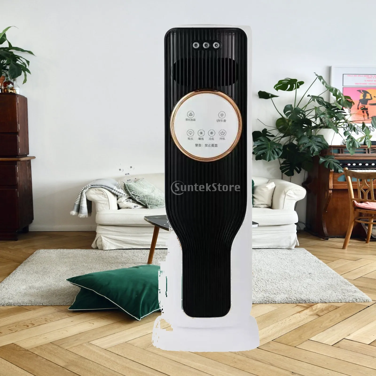 Evaporative Air Cooler Three Levels Bladeless Elegant Mist Spray Heater Ventilation Fan Portable for Home Office Pets Apartment