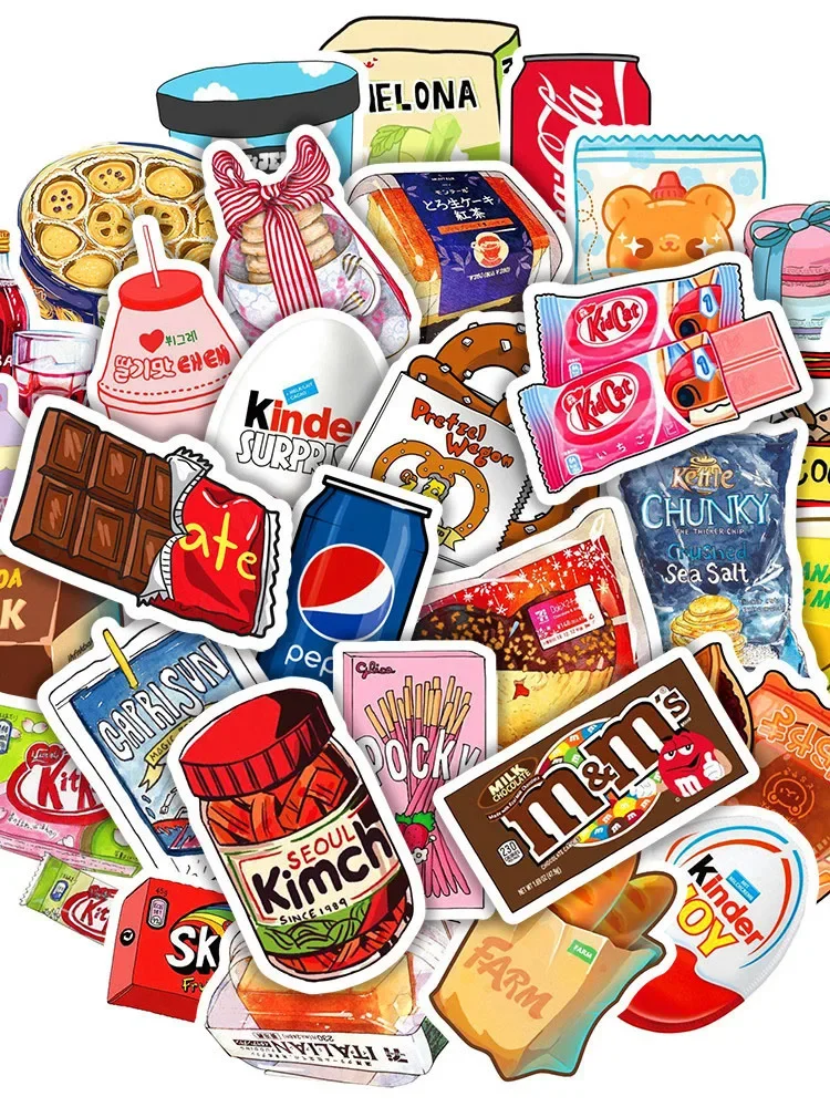 AliExpress Bandai 50Pcs Food Drink Snacks Stickers Packaging Phone Bike Wall Motorcycle Laptop Cute Cartoon Waterproof