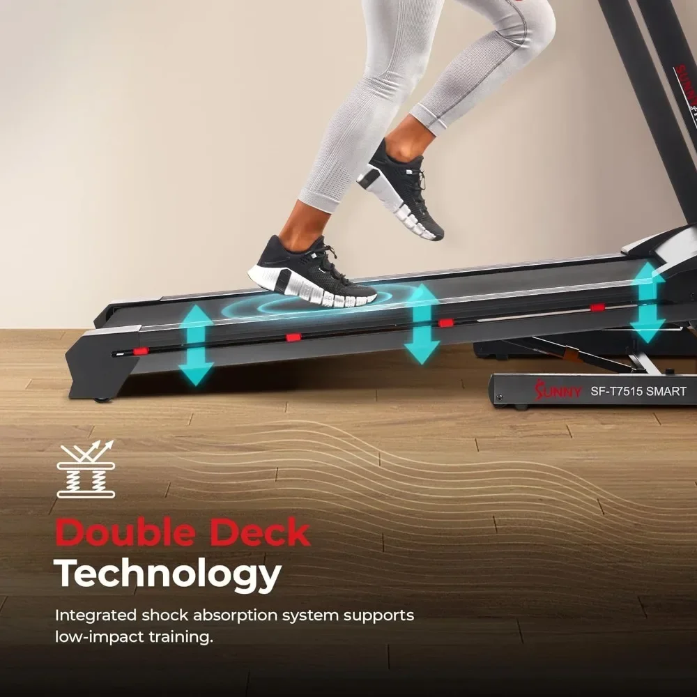 آلة حاسبة BMI وأجهزة استشعار النبض مع جهاز المشي الاختياري بتطبيق SunnyFit ، جهاز المشي الممتاز القابل للطي مع انحدار تلقائي