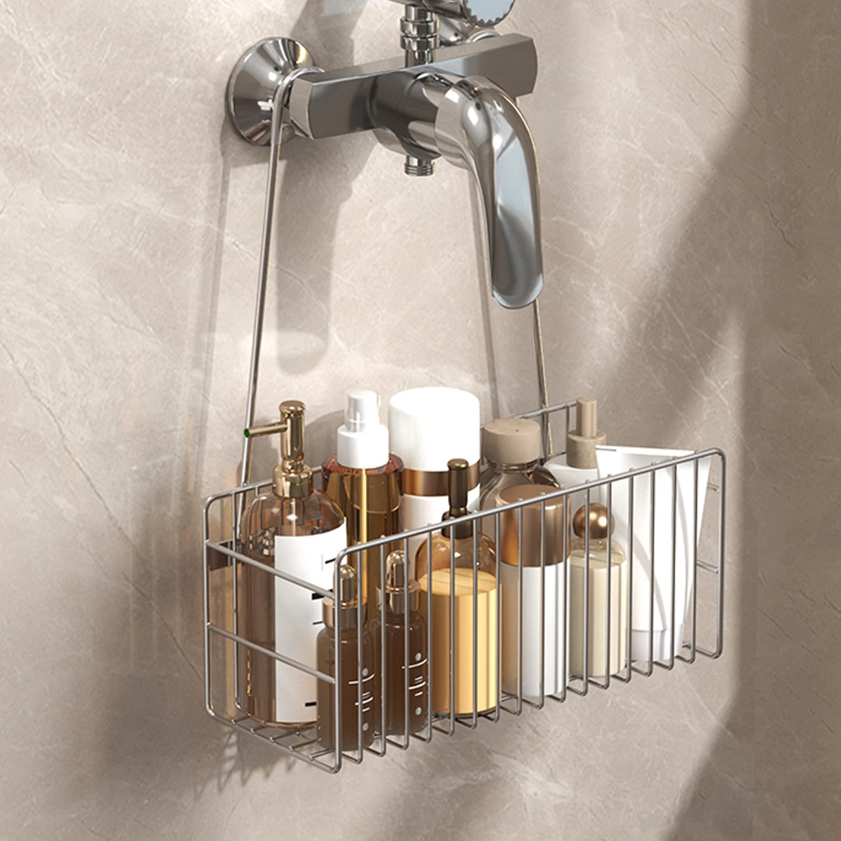 Non perforated bathroom rack, shower rack, bathroom supplies rack, shampoo holder, shower storage basket, bathroom accessories