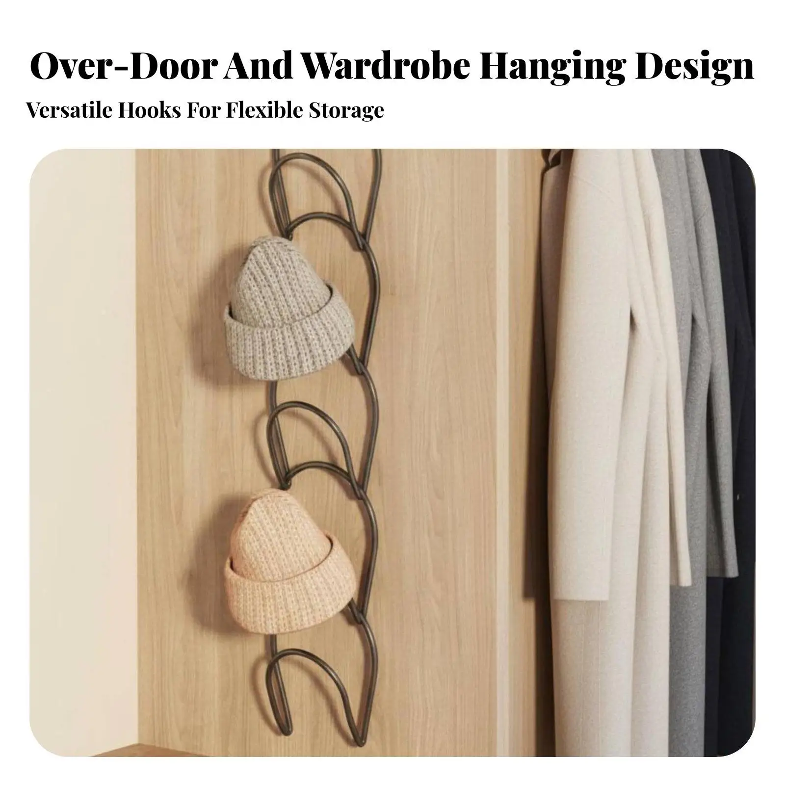 Over the Door Cap Rack Space-Saving Hanging Hat Rack Multi-Purpose for Dorm Room