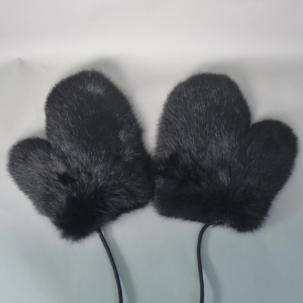 2024 Hot Sell Men Winter Warm Genuine Real Rabbit Fur Glove Fashion Unisex Real Rabbit Fur Gloves Russian Women Fur Mittens