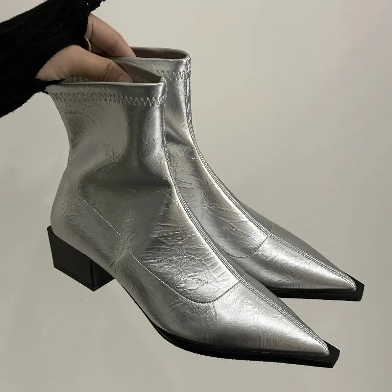 

Fashion Pointed Toe Ladies Short Boot Square Low Heel Casual Winter Women's Footwear 2026 Autumn Women Ankle Boots Shoes