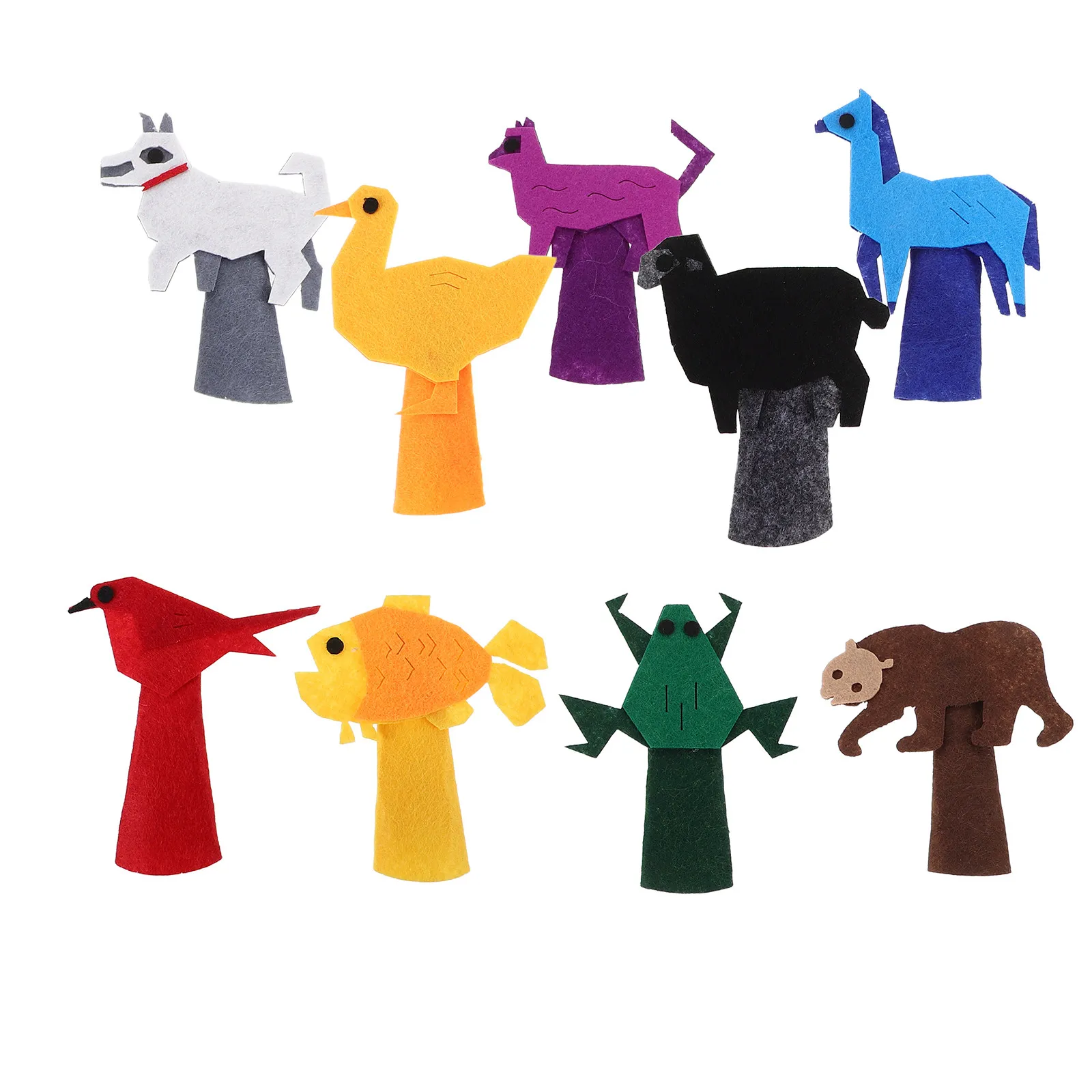 9Pcs Cartoon Animal Finger Puppets Set Felt Hand Puppets for Kids Storytelling Role Play Toddler Learning Motor Skills Fun