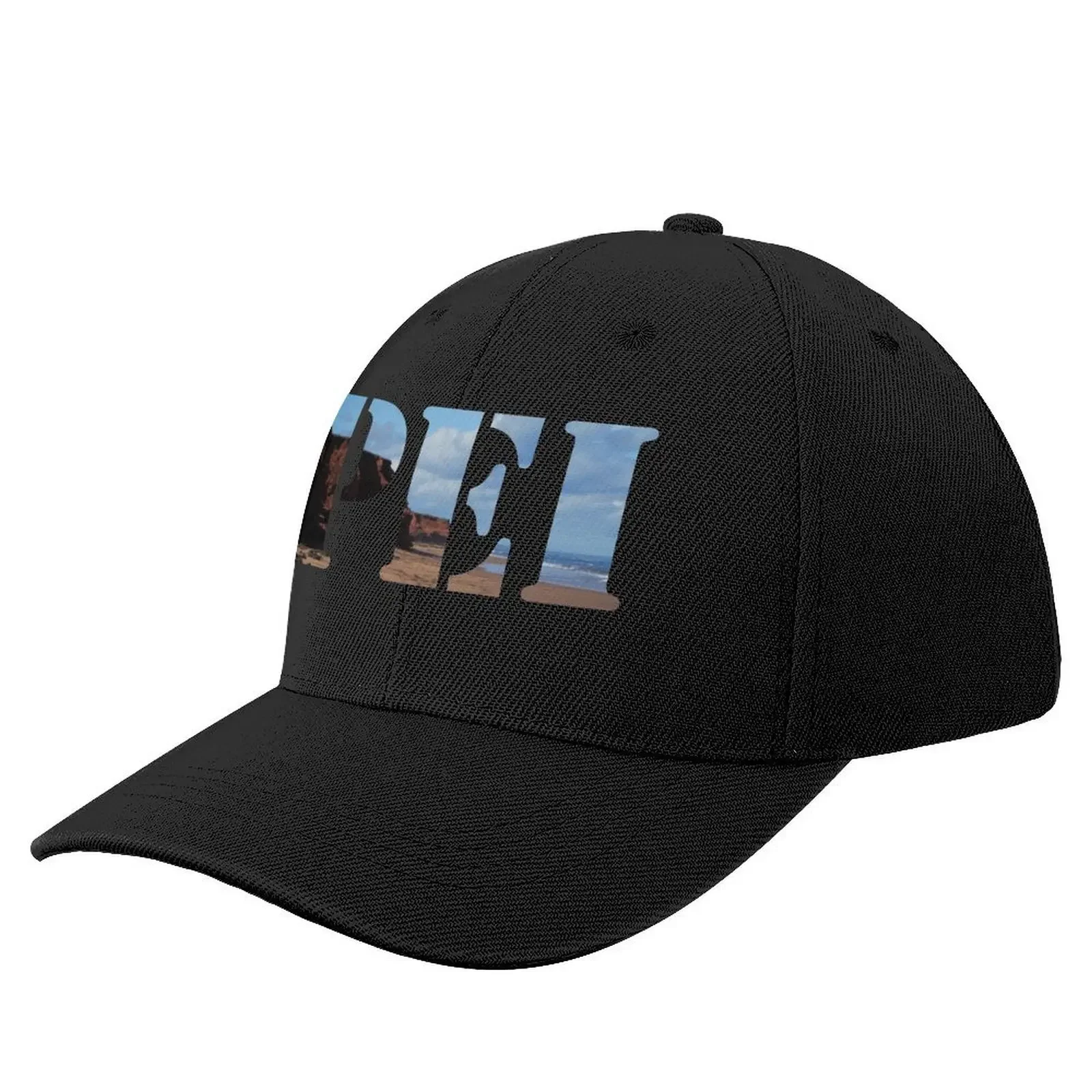 

PEI Stencil Red Cliffs and Ocean View Beach Island Photography by WuisaOutdoors Baseball Cap Golf Girl Men's