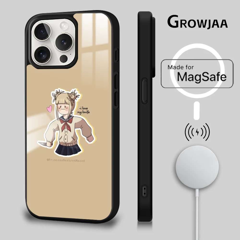 Anime Cute H-Himiko T-Togas Phone Case For iPhone 16 15 14 13 12 11 Pro Max Plus Mini Magsafe Mirror Wireless Magnetic Cover