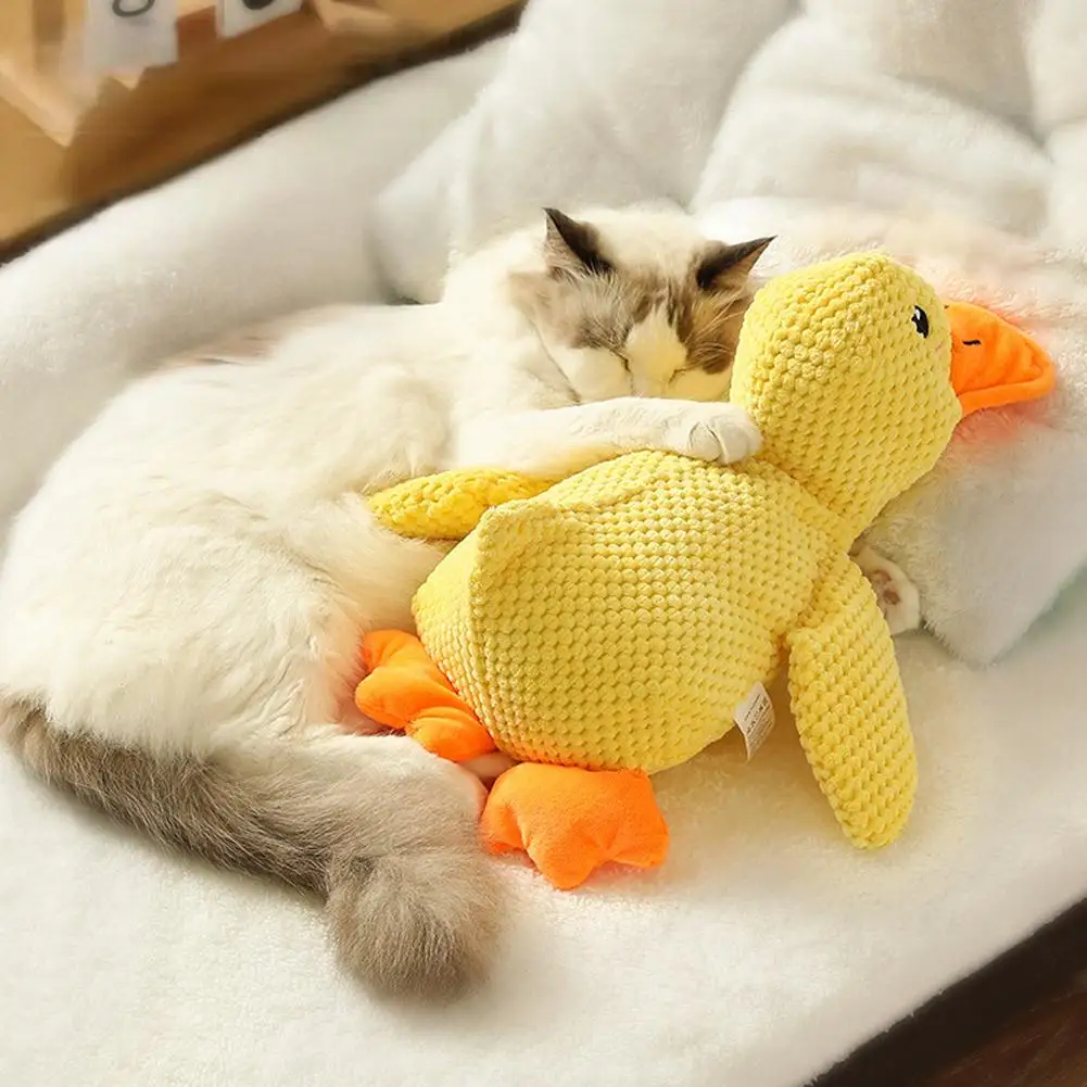 Little Yellow Duck Plush Dog Toy with Quacking Sound Chew Resistant Companion For Boredom Relief Small Large Dogs