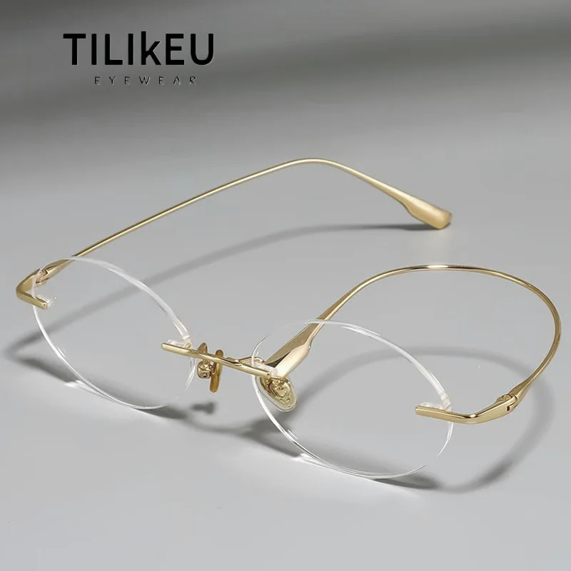 

Anti Blue Light Glasses for Women Ultralight Pure Titanium Oval Frameless Eyeglasses Titanium Rimless Glasses Eyewear Gafas
