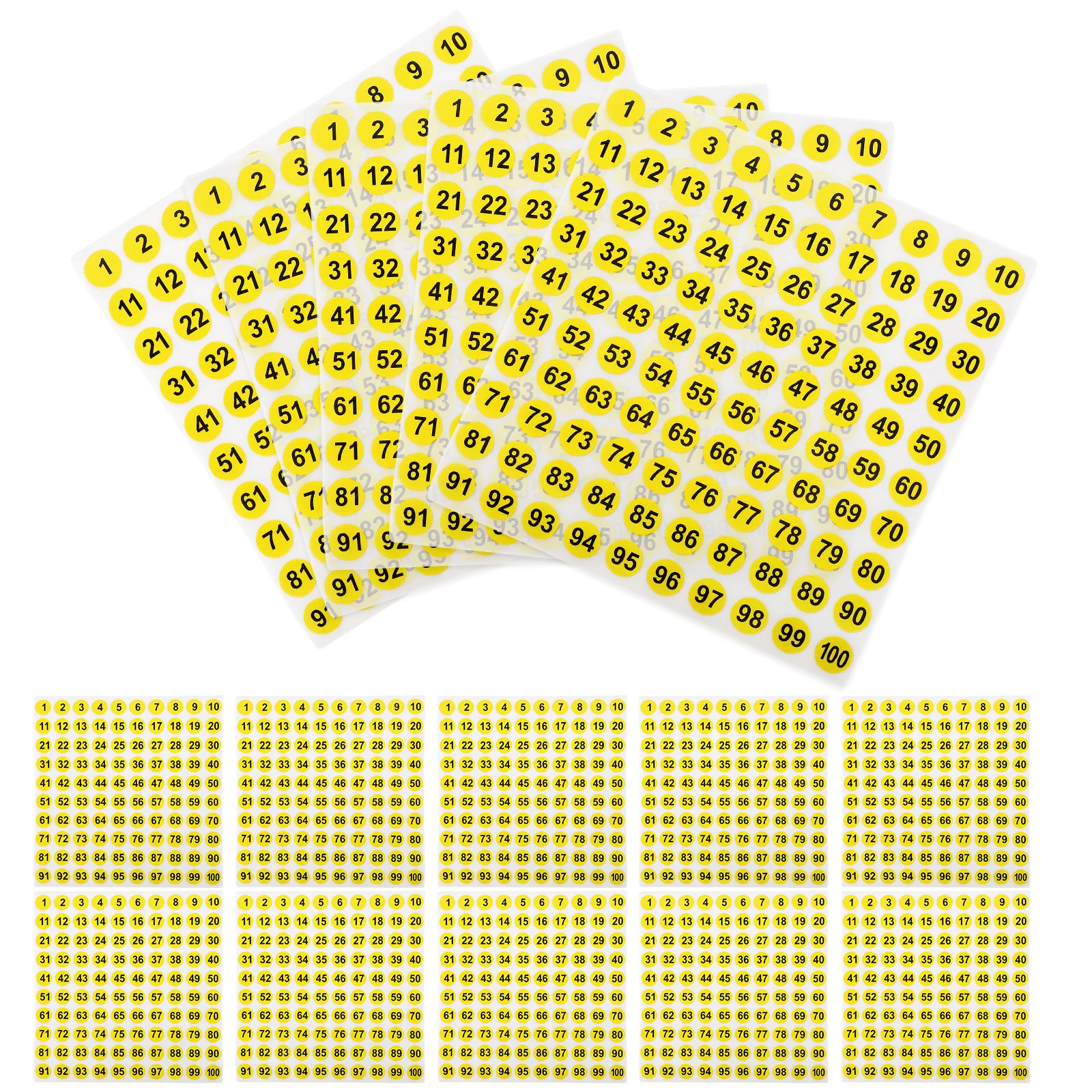 

100 Sheets Inventory Labels Waterproof Digital Stickers Classification Number Copper Plate Tags