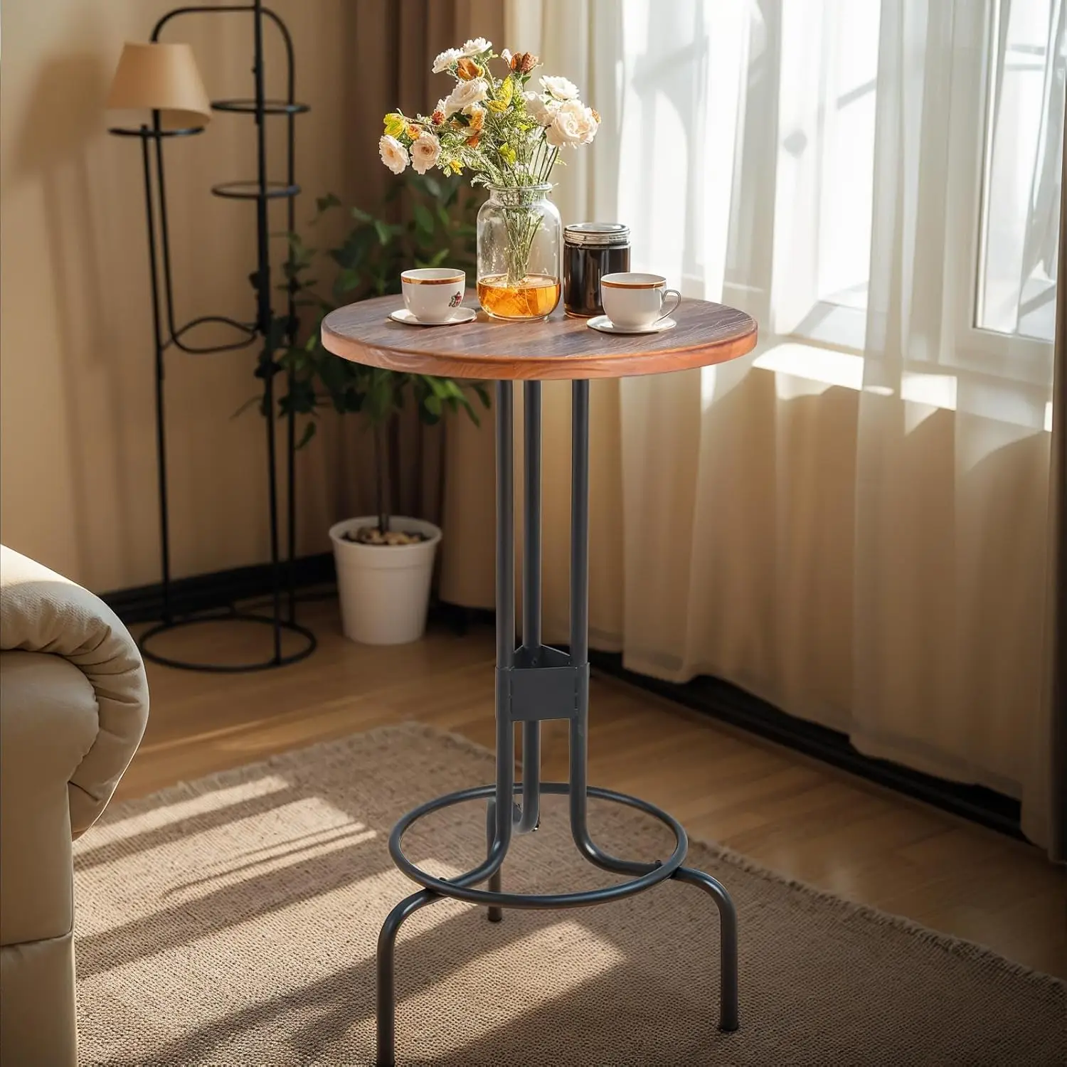 Industrial Bar Table 41.3Inch Height Vintage Bistro Table Round Cafe Table Farmhouse Dining Desk For Kitchen Living Room Rustic