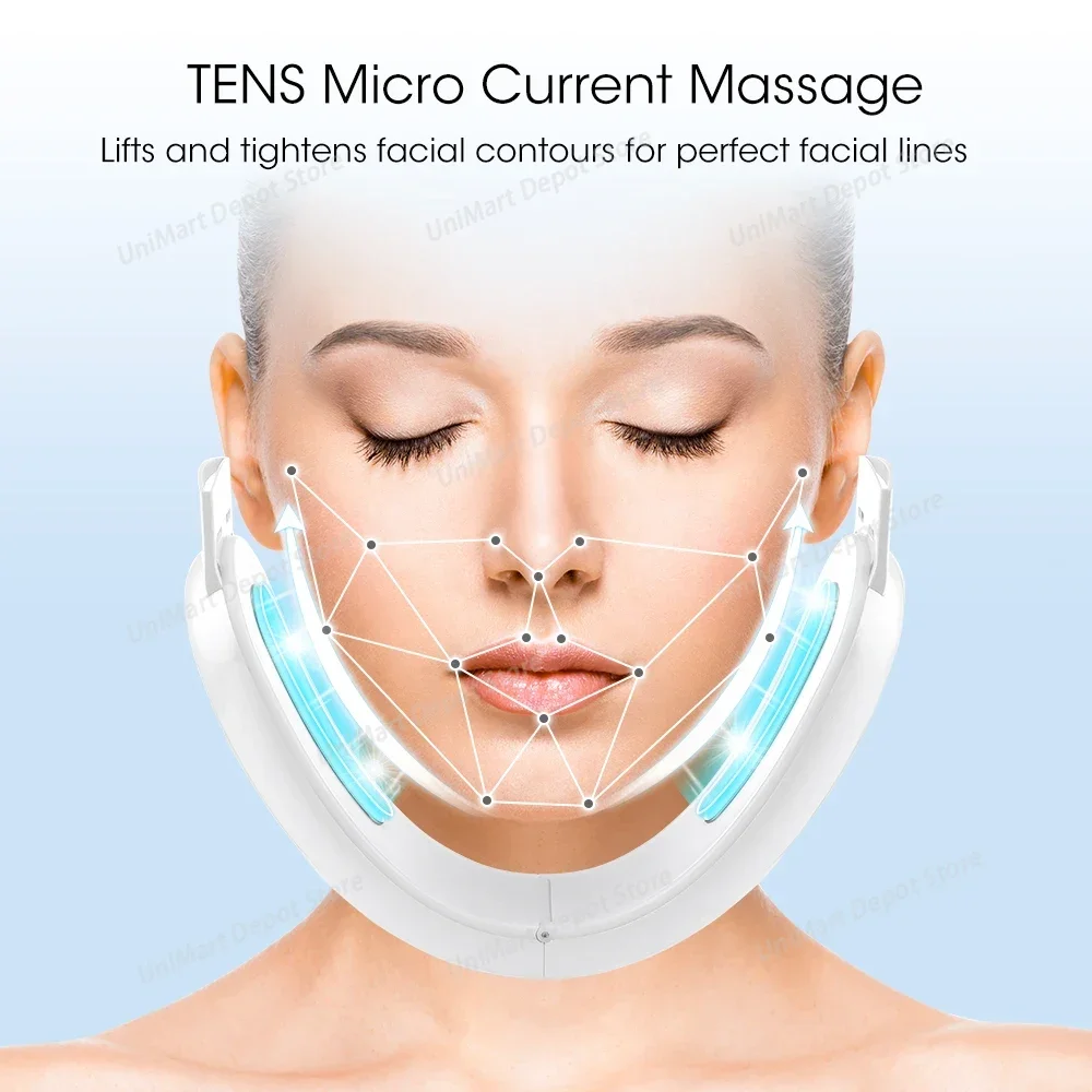Remote Control EMS Microcurrent Color Light V Face Machine, 5 Modes Patch Pulse Massager, EMS Tightening and Lifting Device