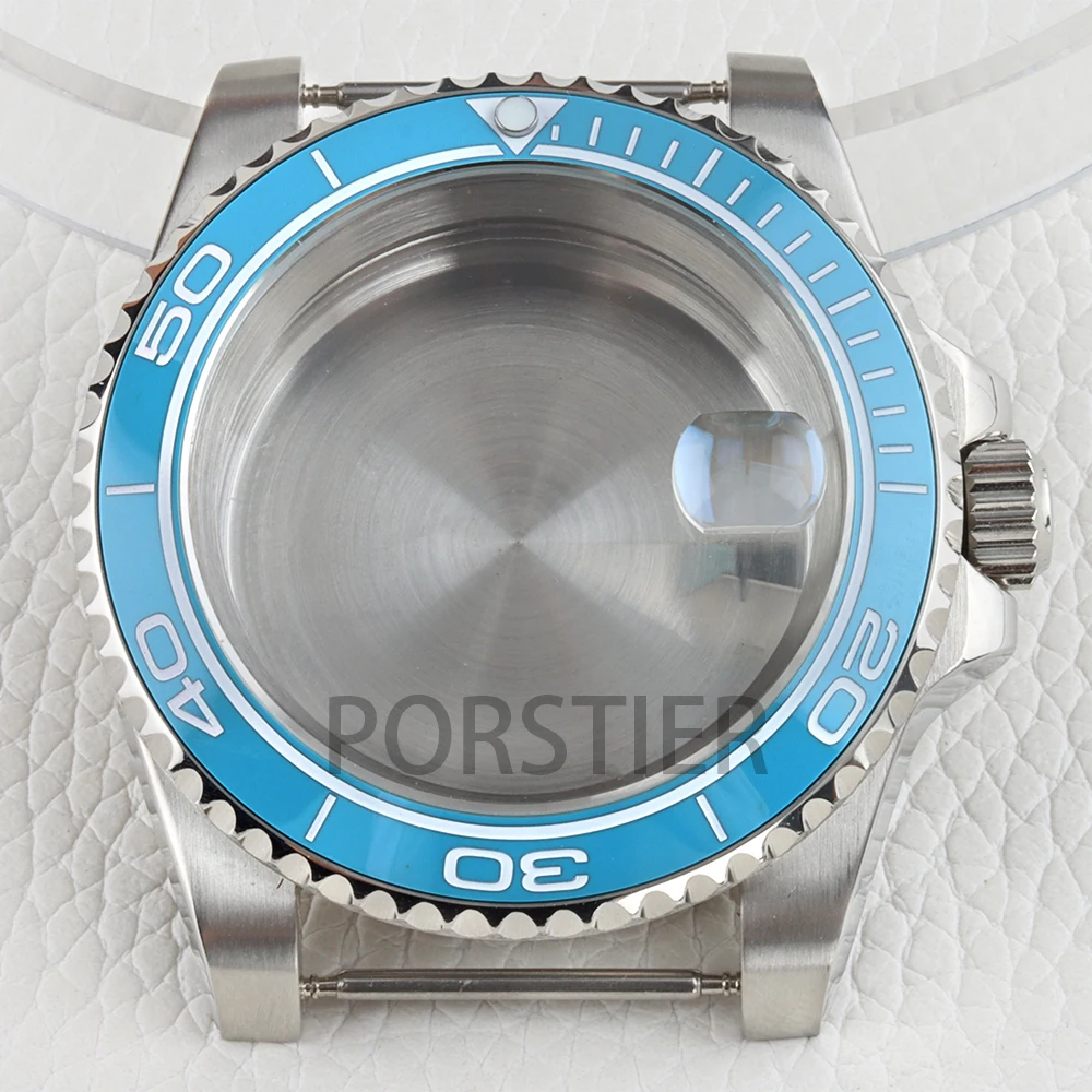 

40mm NH35 Watch Case Sapphire Glass Ice Blue Ceramic Bezel for SUB GMT NH34 NH35 NH36 NH38 Movement Solid 316L Stainless Steel