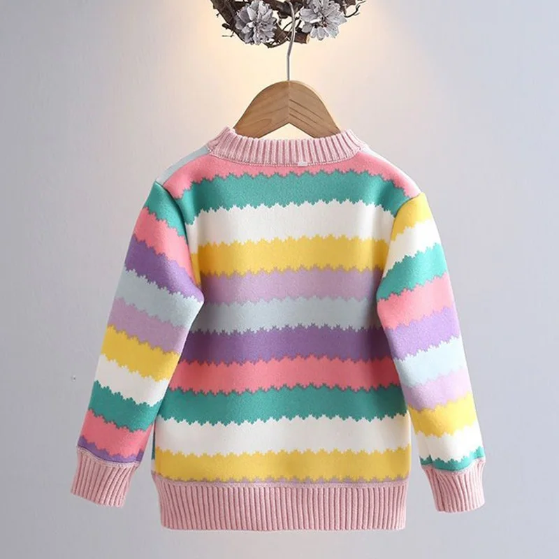 Girls' sweater thickened autumn and winter new fashionable and good-looking children's knitted sweater girls' top