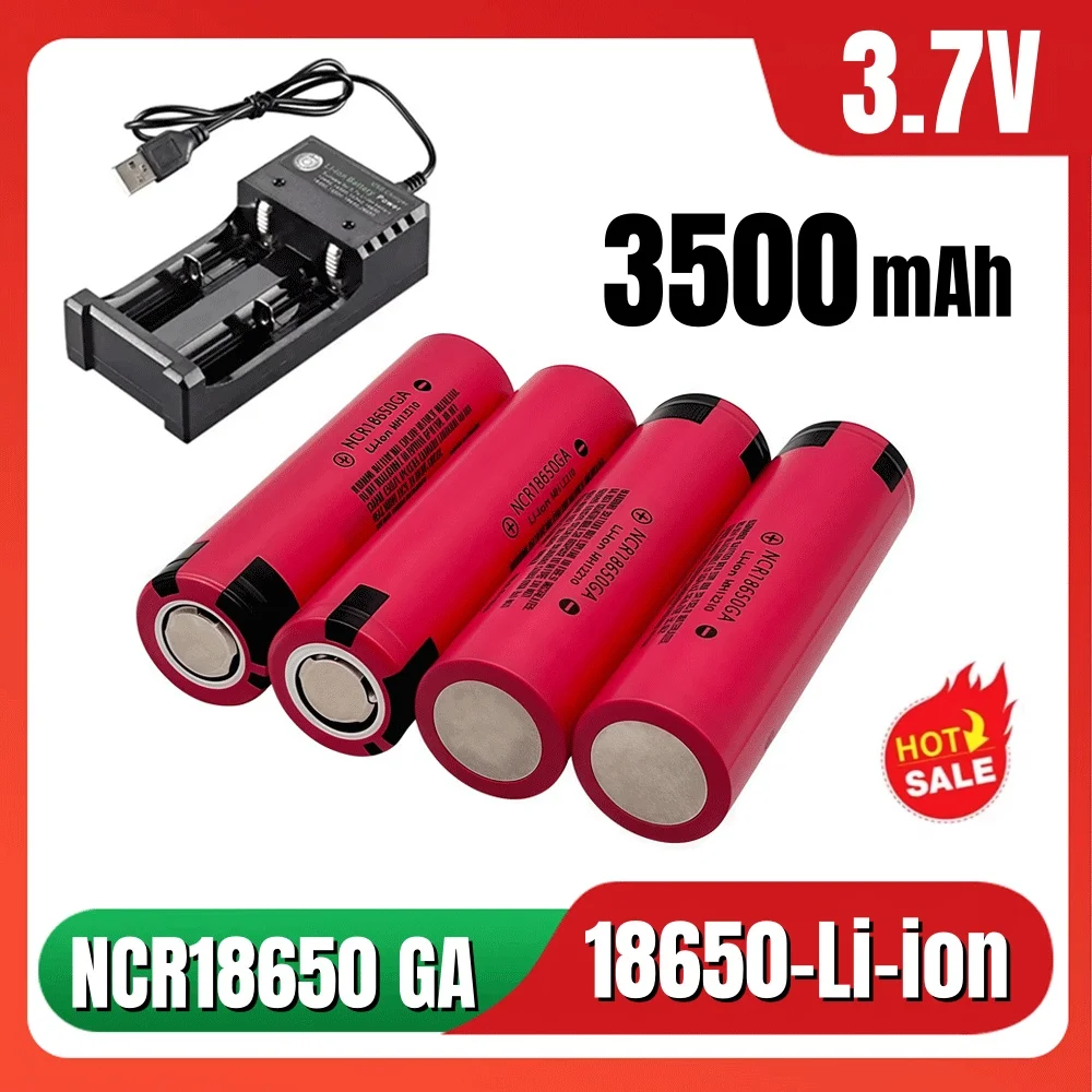 18650 GA High Discharge 3.7V 3500mAh 18650 Rechargeable Battery Strong Flashlight Battery Top Lithium Battery