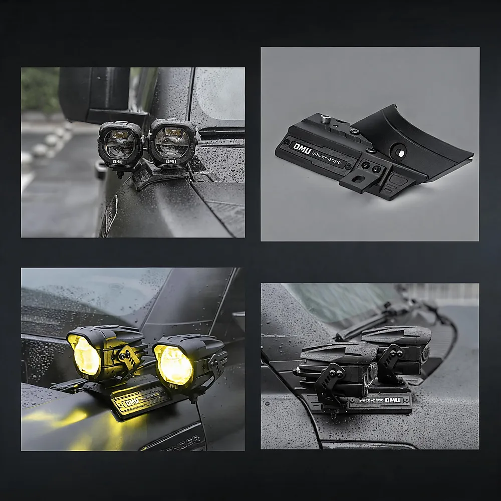 A Pillar Car Lamp Bracket Base Brackets LED Work Light Fixing Device 2 PC Magnesium Aluminum Alloy For Land Rover Defender 20-26