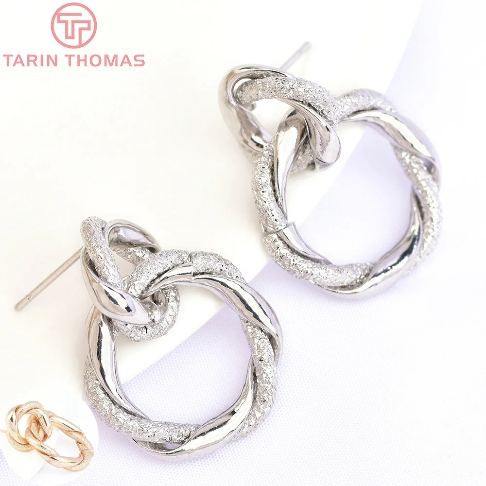 (6106) 4PCS Länge 27MM Platin Farbe Messing Kreis Stud Ohrringe DIY Hohe Qualität Schmuck, Die Entdeckungen Zubehör Großhandel