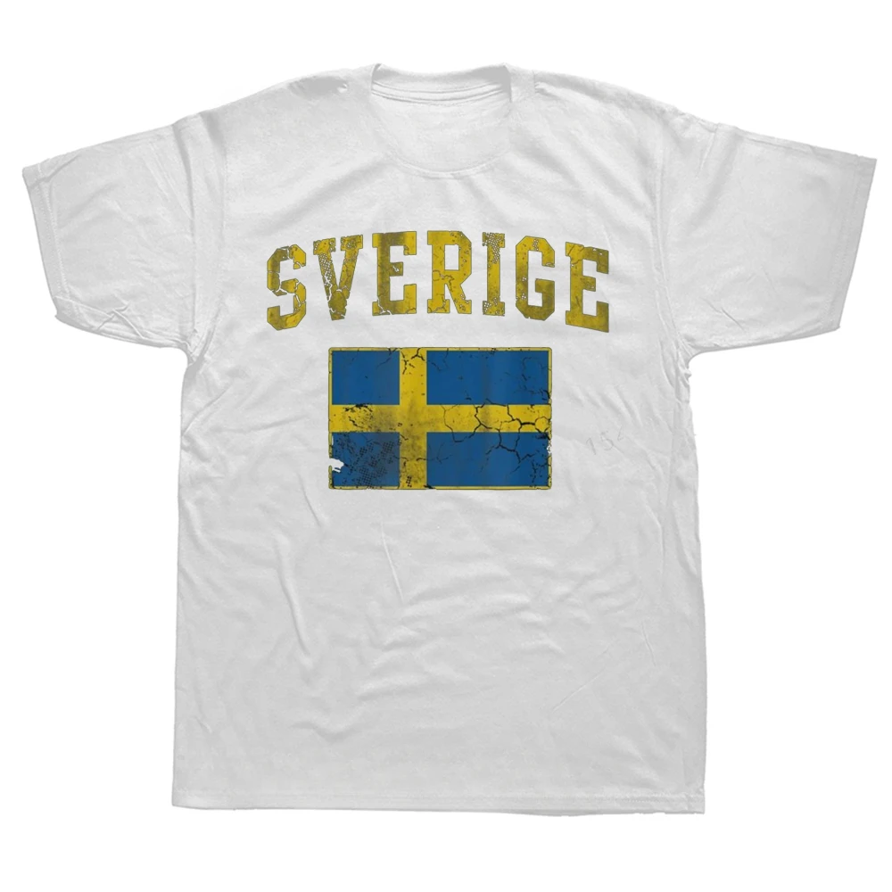 Funny Vintage Sverige Sweden Flag T Shirts Cotton Streetwear Short Sleeve Birthday Gifts Summer Style Mens Clothing Informal new