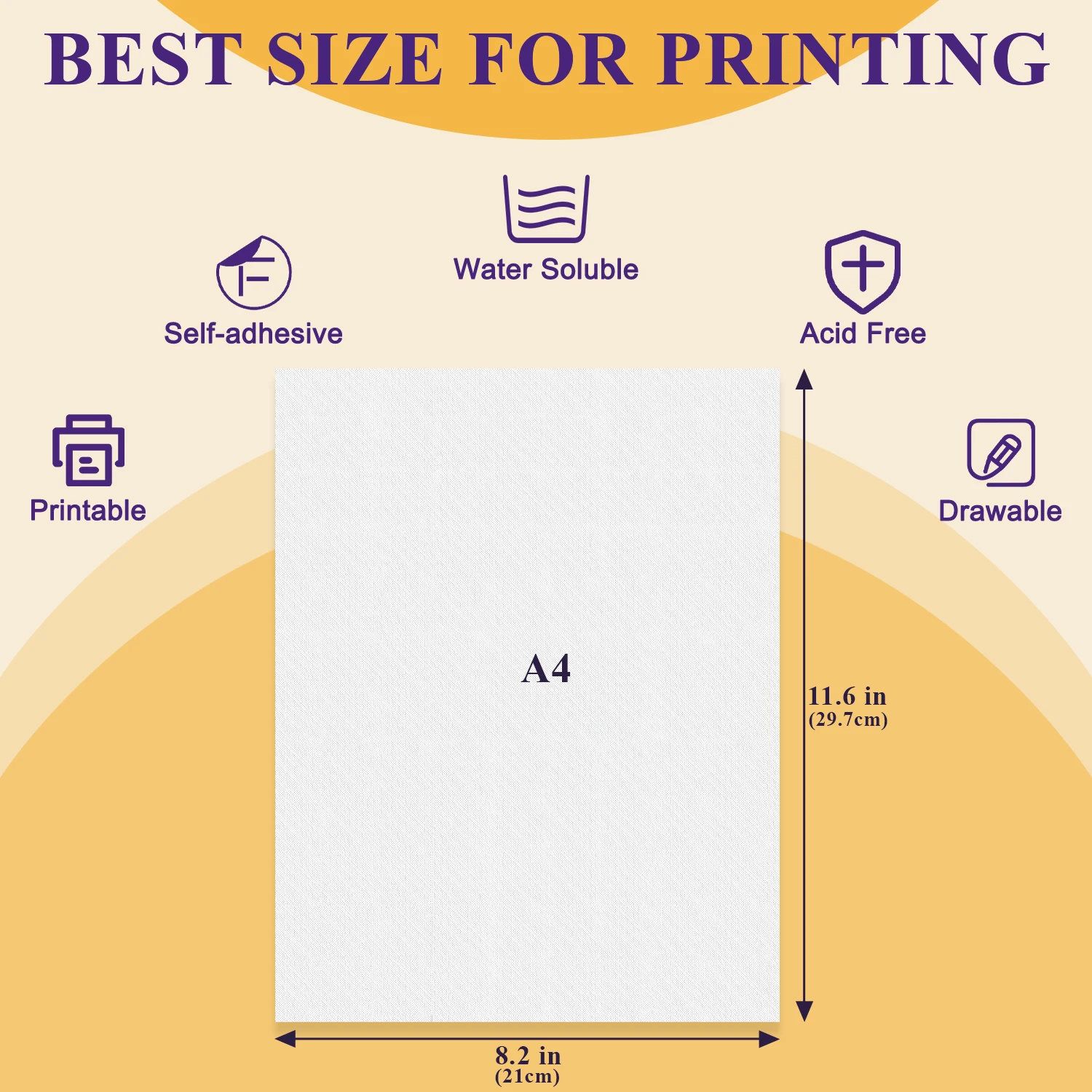 Stick and Stitch Embroidery Paper Wash Away 8.2x11.6”(20.9 * 29.6 cm), 8 Pcs Soluble Embroidery Stabilizer Printable Paper,