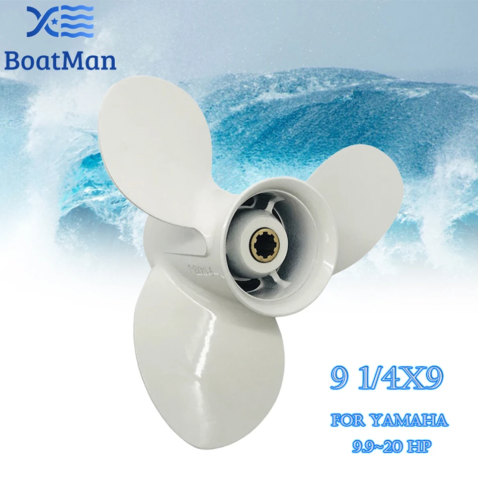 BOATMAN Boat Propeller 9 1/4x9 For Yamaha Outboard 9.9-20HP F9.9 F15 F20 Aluminum 8 Spline Tooth Engine Part 63V-45945-00-EL RH