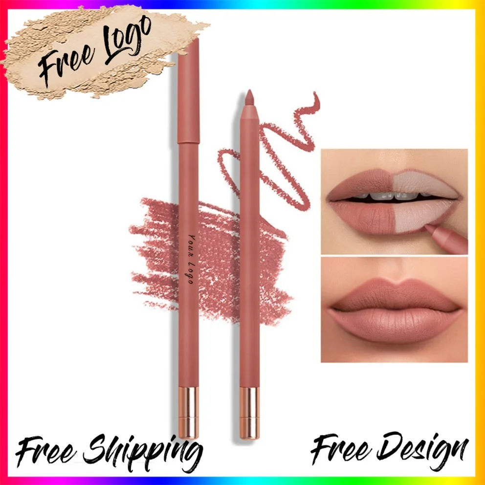 Vegan Matte Nude Lip Liner Private Label Waterproof Long-Lasting Smudge-Proof Cup-Resistant Lip Pencil Makeup Custom Logo